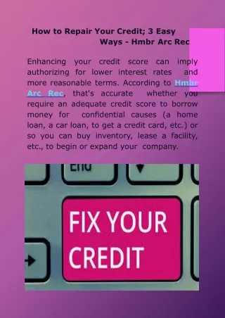 How to Repair Your Credit; 3 Easy Ways - Hmbr Arc Rec