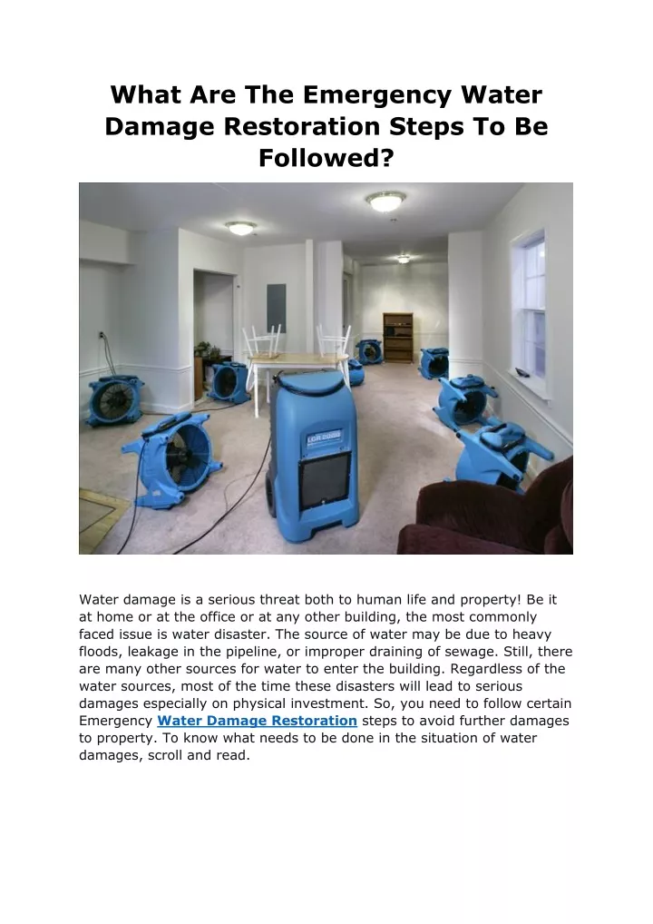 what are the emergency water damage restoration