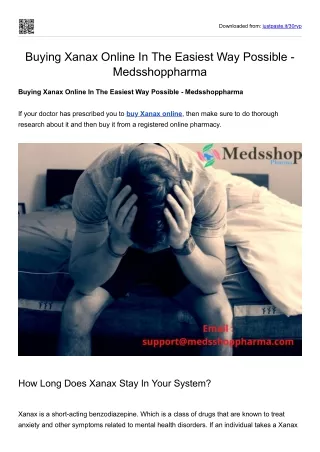 Buying Xanax Online In The Easiest Way Possible - Medsshoppharma