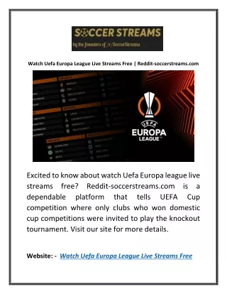 Watch Uefa Europa League Live Streams Free | Reddit-soccerstreams.com