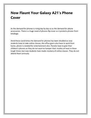 Now Flaunt Your Galaxy A21’s Phone Cover