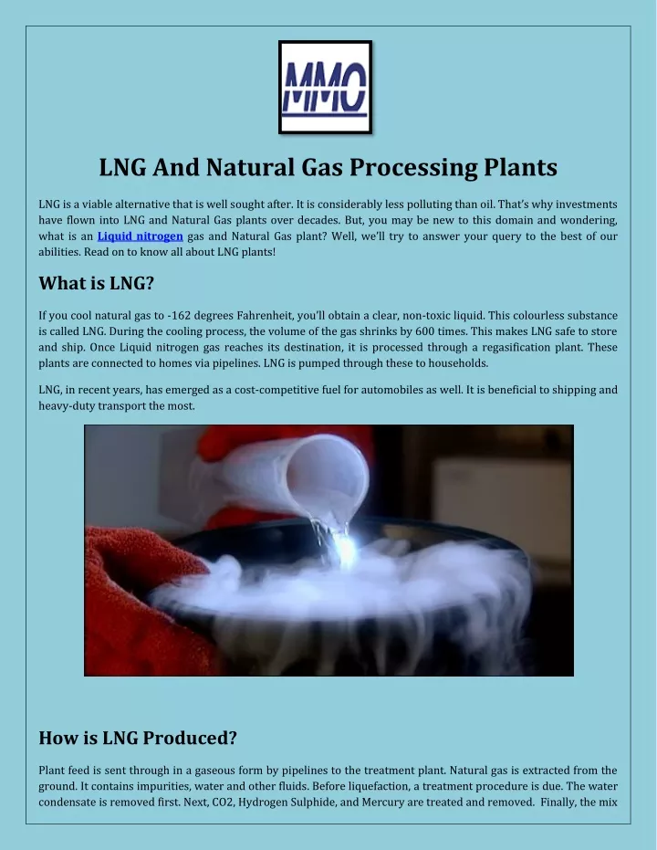 lng and natural gas processing plants