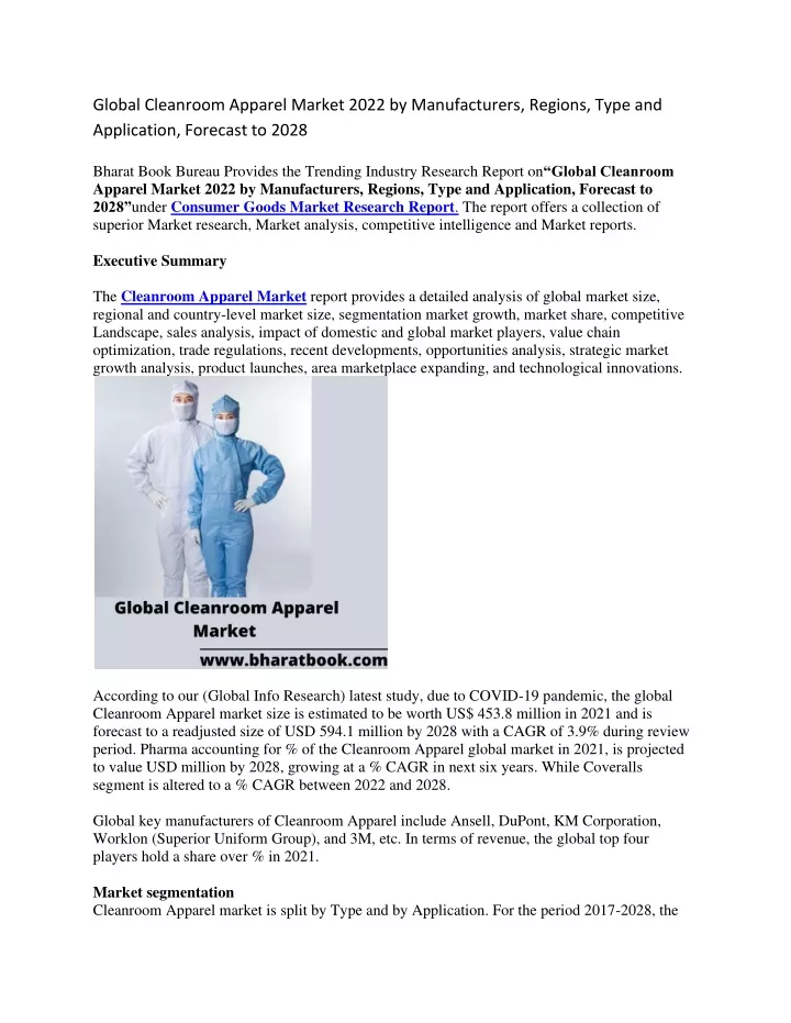 global cleanroom apparel market 2022