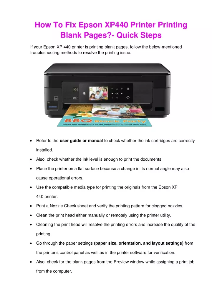 Ppt How To Fix Epson Xp440 Printer Printing Blank Pages Powerpoint Presentation Id11113918 7007