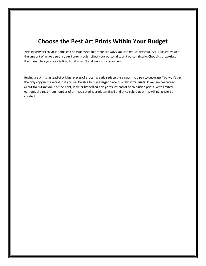 choose the best art prints within your budget