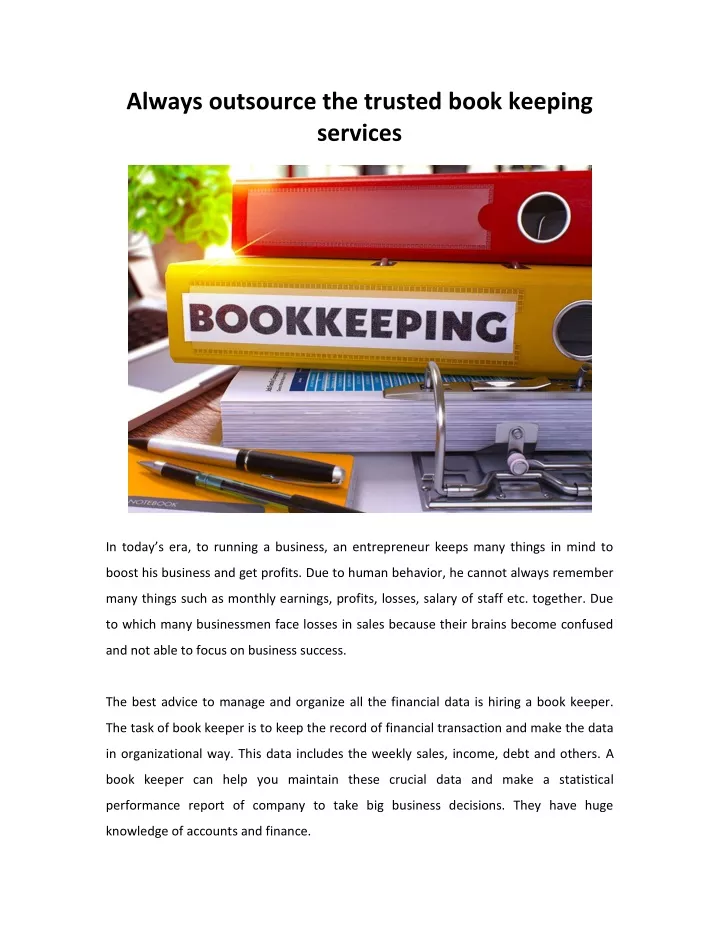 always outsource the trusted book keeping services