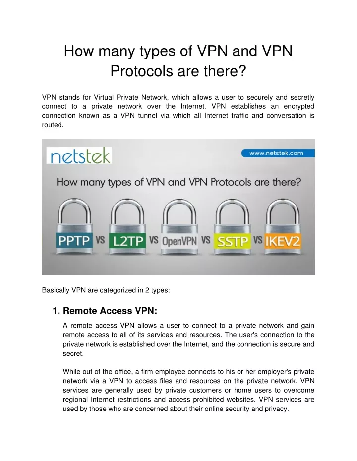 how many types of vpn and vpn protocols are there