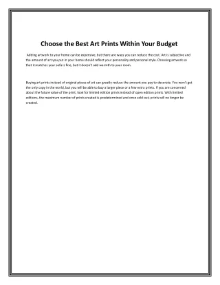 Choose the Best Art Prints Within Your Budget (1)