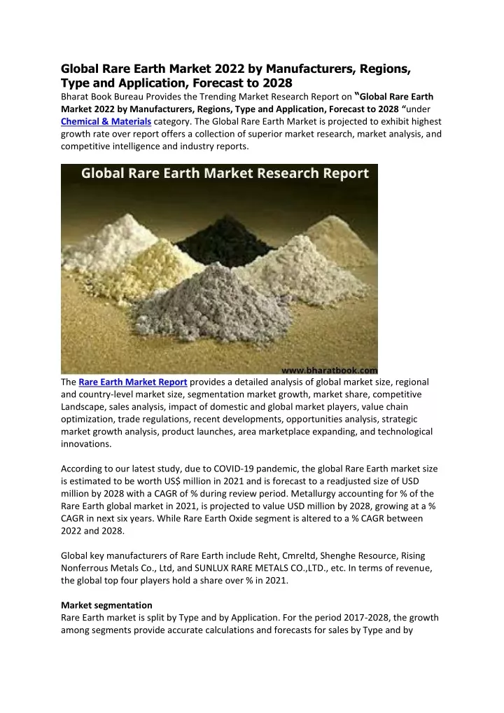 global rare earth market 2022 by manufacturers