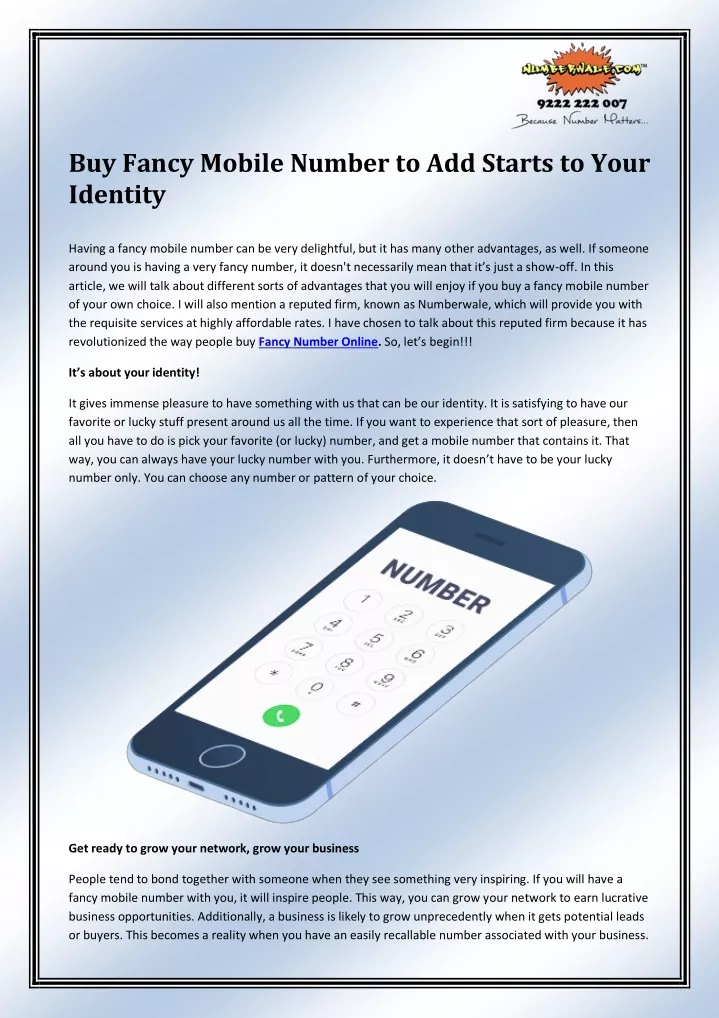 buy fancy mobile number to add starts to your