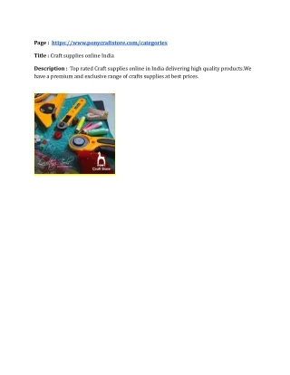 Ponycraftstore  |  Online craft store India
