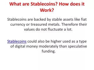what are stablecoins how does it work