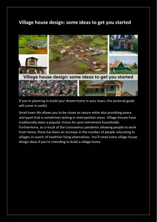village house design some ideas to get you started