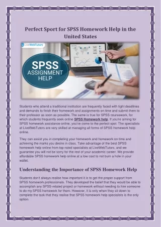perfect sport for spss homework help