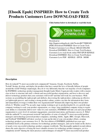 [EbooK Epub] INSPIRED How to Create Tech Products Customers Love DOWNLOAD FREE