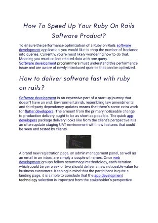 how to speed up your ruby on rails software