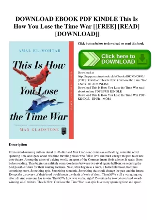 DOWNLOAD EBOOK PDF KINDLE This Is How You Lose the Time War [[FREE] [READ] [DOWNLOAD]]