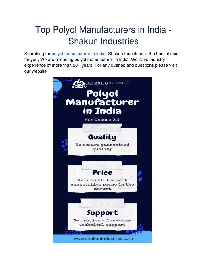 top polyol manufacturers in india shakun