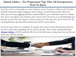 ahmad ashkar tax preparation tips that
