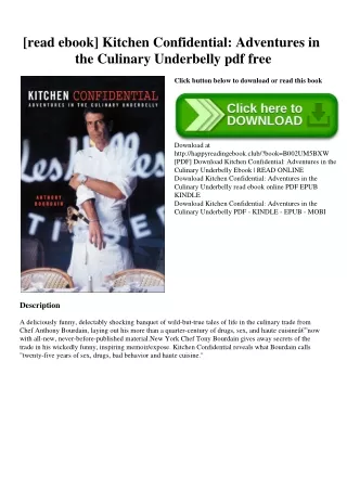 [read ebook] Kitchen Confidential Adventures in the Culinary Underbelly pdf free