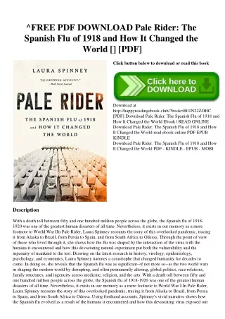 ^FREE PDF DOWNLOAD Pale Rider The Spanish Flu of 1918 and How It Changed the World [DOWNLOADPDF] [PDF]