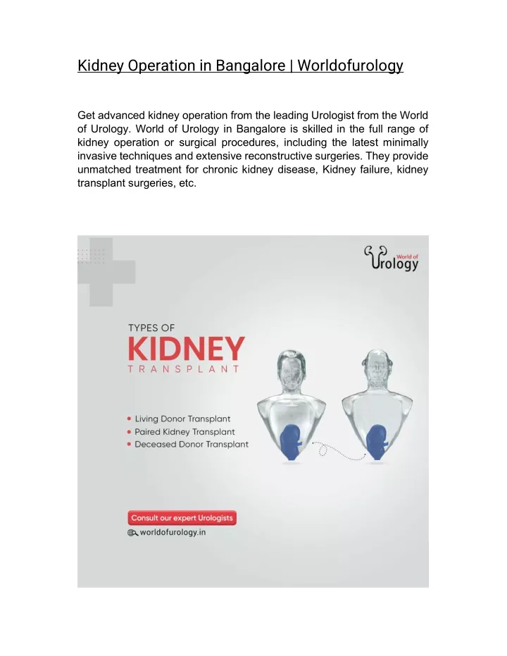 kidney operation in bangalore worldofurology