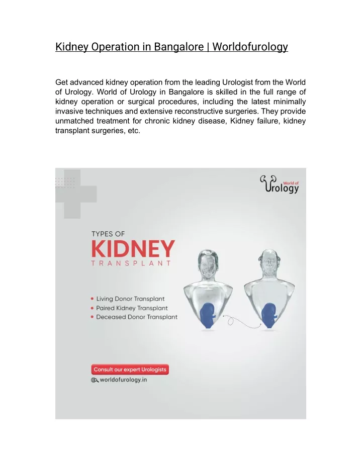 PPT - Kidney Operation In Bangalore | Worldofurology PowerPoint ...