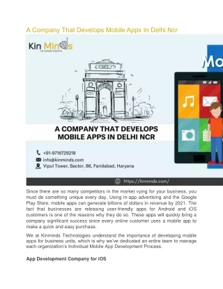 A Company That Develops Mobile Apps In Delhi Ncr