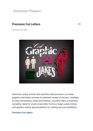 Precision Cut Letters