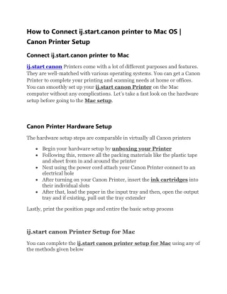 How to Connect ij start canon printer to Mac OS