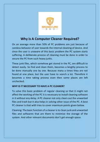 Why is A Computer Cleaner Required