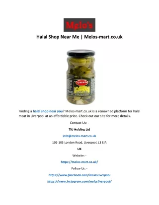 Halal Shop Near Me | Melos-mart.co.uk