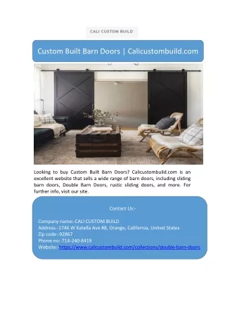 Custom Built Barn Doors | Calicustombuild.com