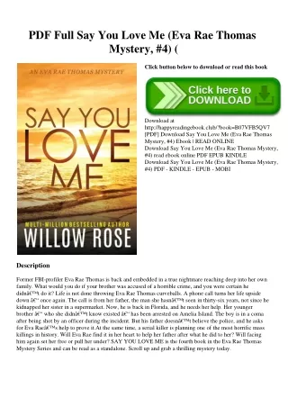 PDF Full Say You Love Me (Eva Rae Thomas Mystery  #4) (DOWNLOADPDF}