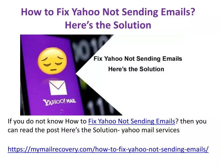 how to fix yahoo not sending emails here