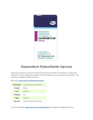 daunomycin injection is anticancer medicine