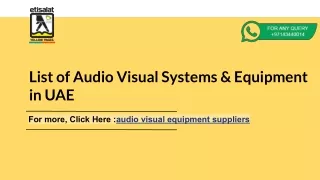 list of audio visual systems equipment in uae