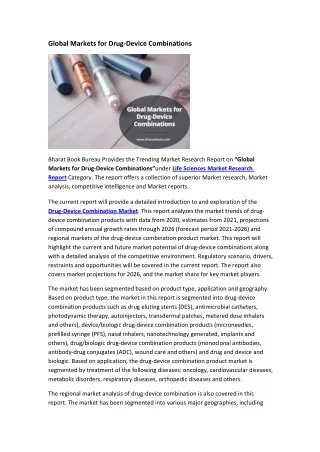 global markets for drug device combinations