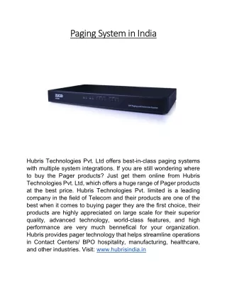 paging system in india paging system in india