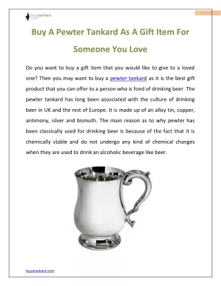 Buy A Pewter Tankard As A Gift Item For Someone You Love