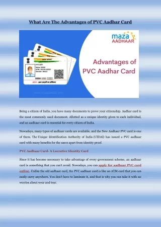 Advantages of PVC Aadhar Card
