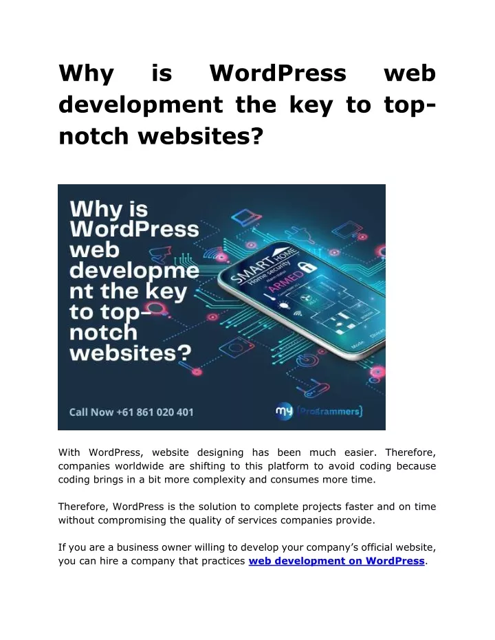 why development the key to top notch websites