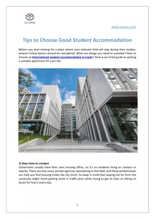 Tips to Choose Good Student Accommodation