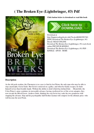 (B.O.O.K.$ The Broken Eye (Lightbringer  #3) Pdf