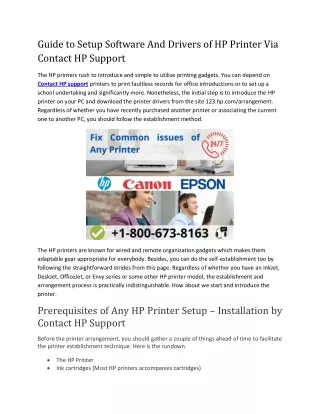 Guide to Setup Software And Drivers of HP Printer Via Contact HP Support-converted