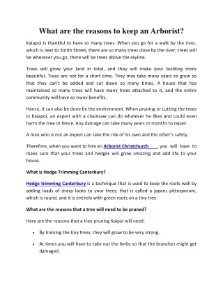 what are the reasons to keep an arborist