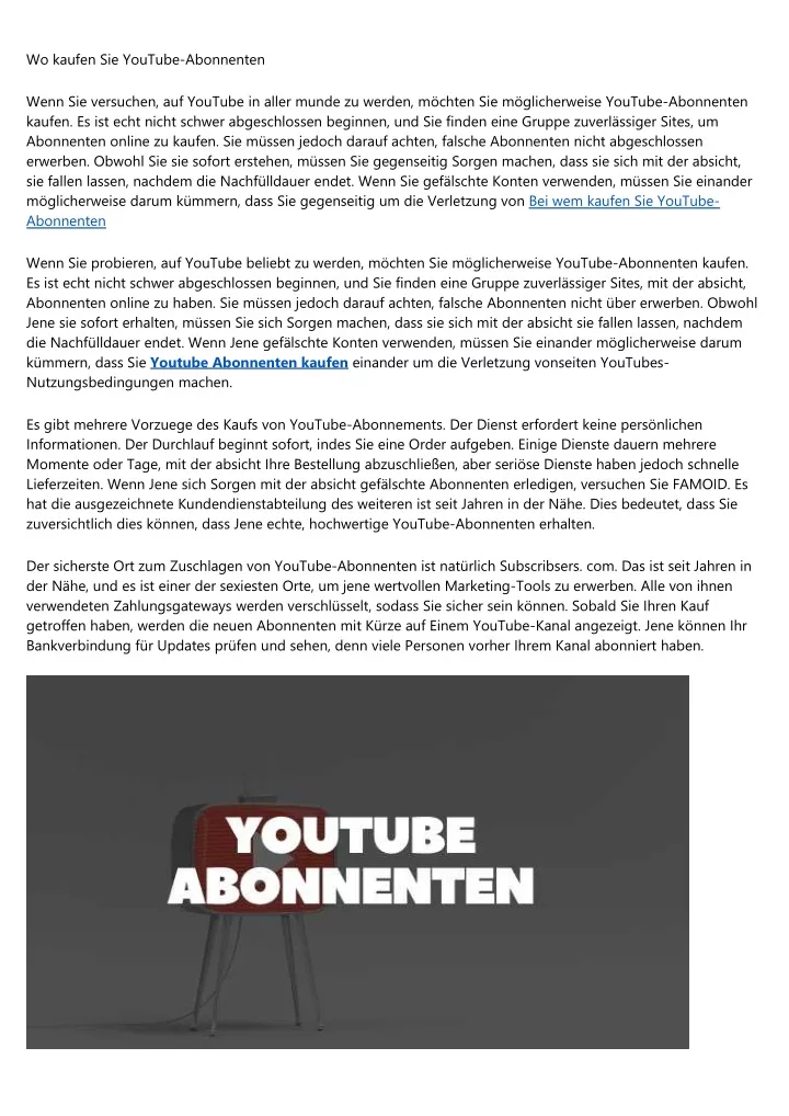 wo kaufen sie youtube abonnenten