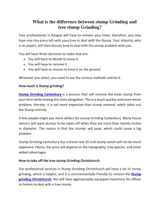 what is the difference between stump grinding