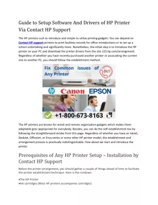 Guide to Setup Software And Drivers of HP Printer Via Contact HP Support