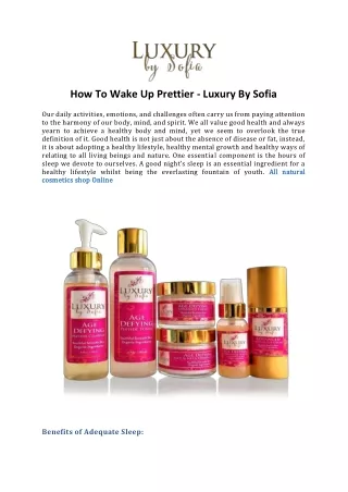 how to wake up prettier luxury by sofia